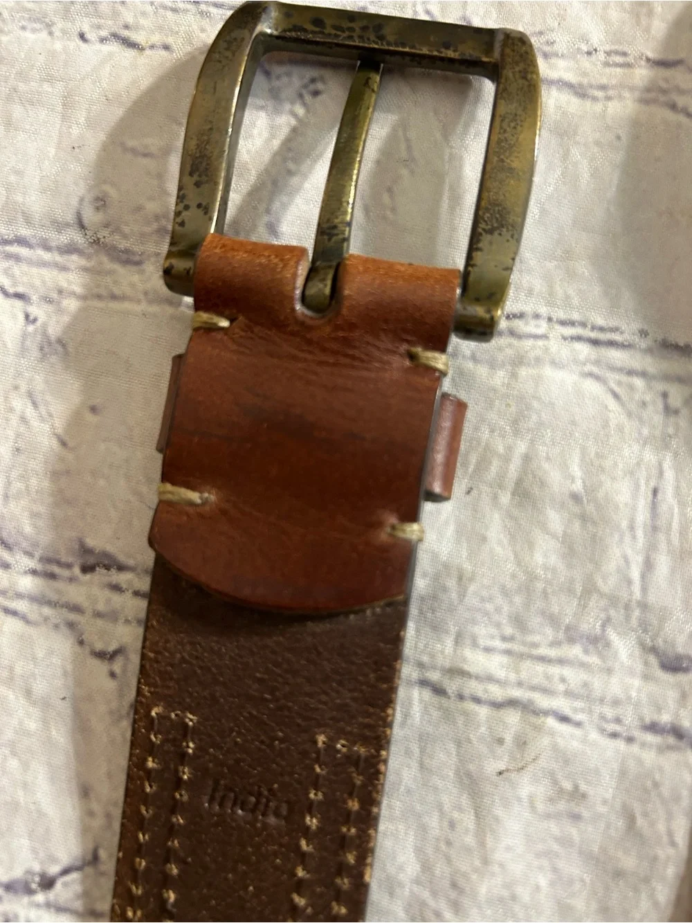 JOSEPH ABBOUD BROWN LEATHER ANTIQUE BUCKLE 36 & RUGGED BROWN RETRO LEATHER BELTS